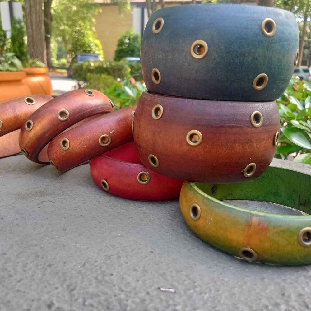 Wooden Bracelets (Set of 7) Earth tones